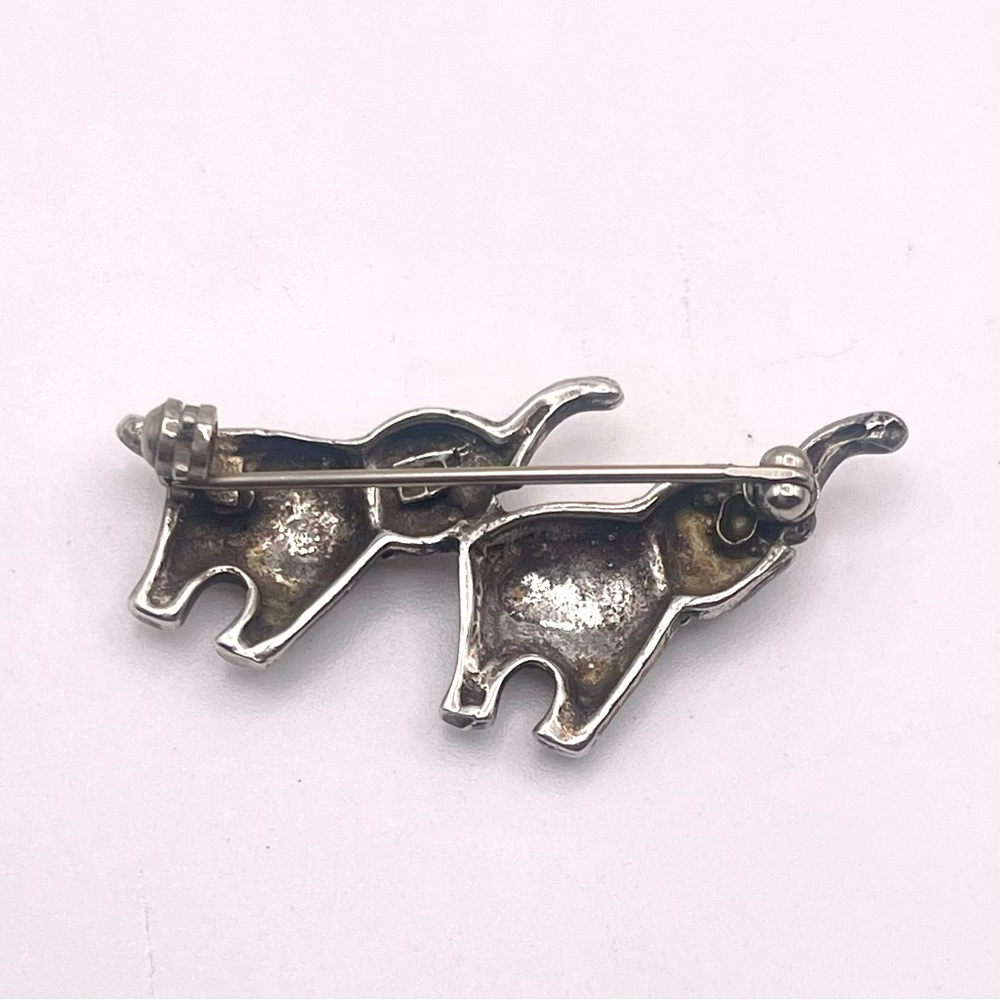 RELISTED Sterling Silver Two Elephants With Good Luck Trunks Up - Picture 9 of 12
